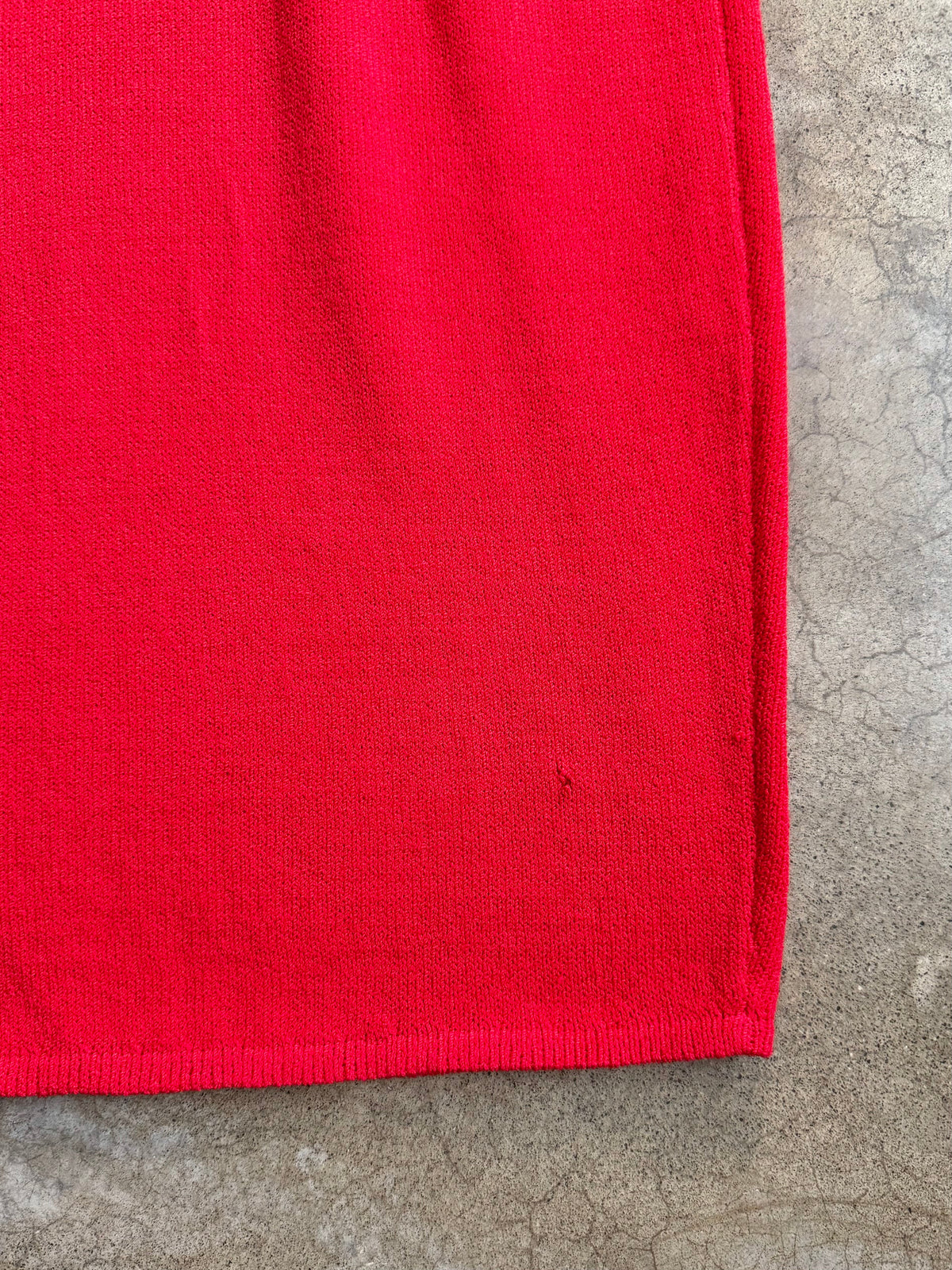 Vintage 1980s St. John for Saks Fifth Ave Red Puff Sleeve Button-Front Knit Dress | S/M