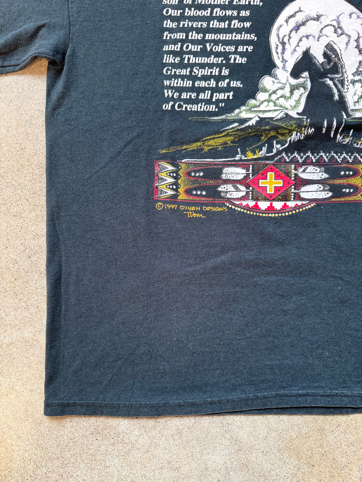 Vintage 1997 Dineh Designs Thom Wheeler Native American “Mother Earth” Graphic Tee | Medium