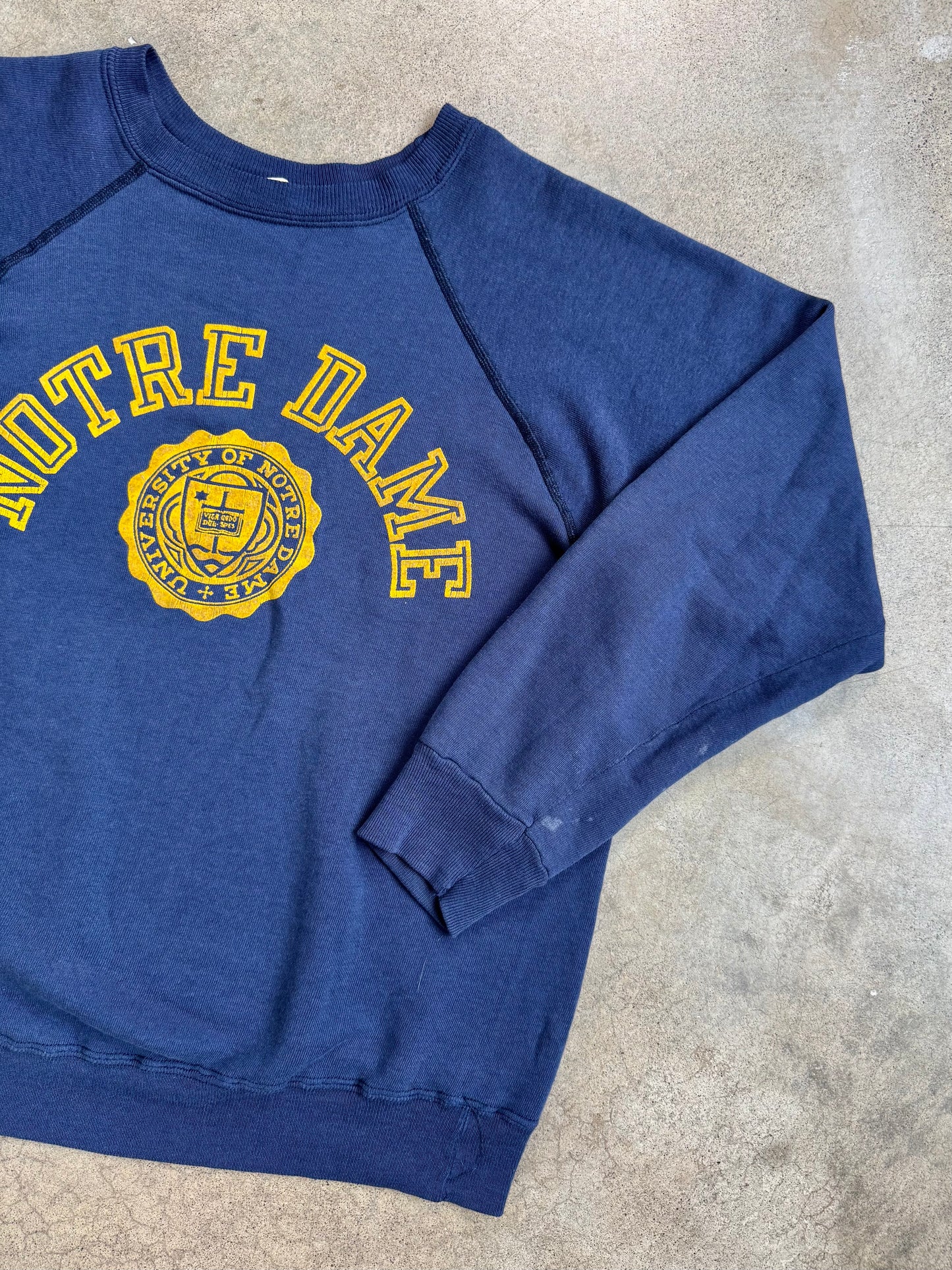 Vintage 1970s Champion Notre Dame Raglan Sweatshirt | Large