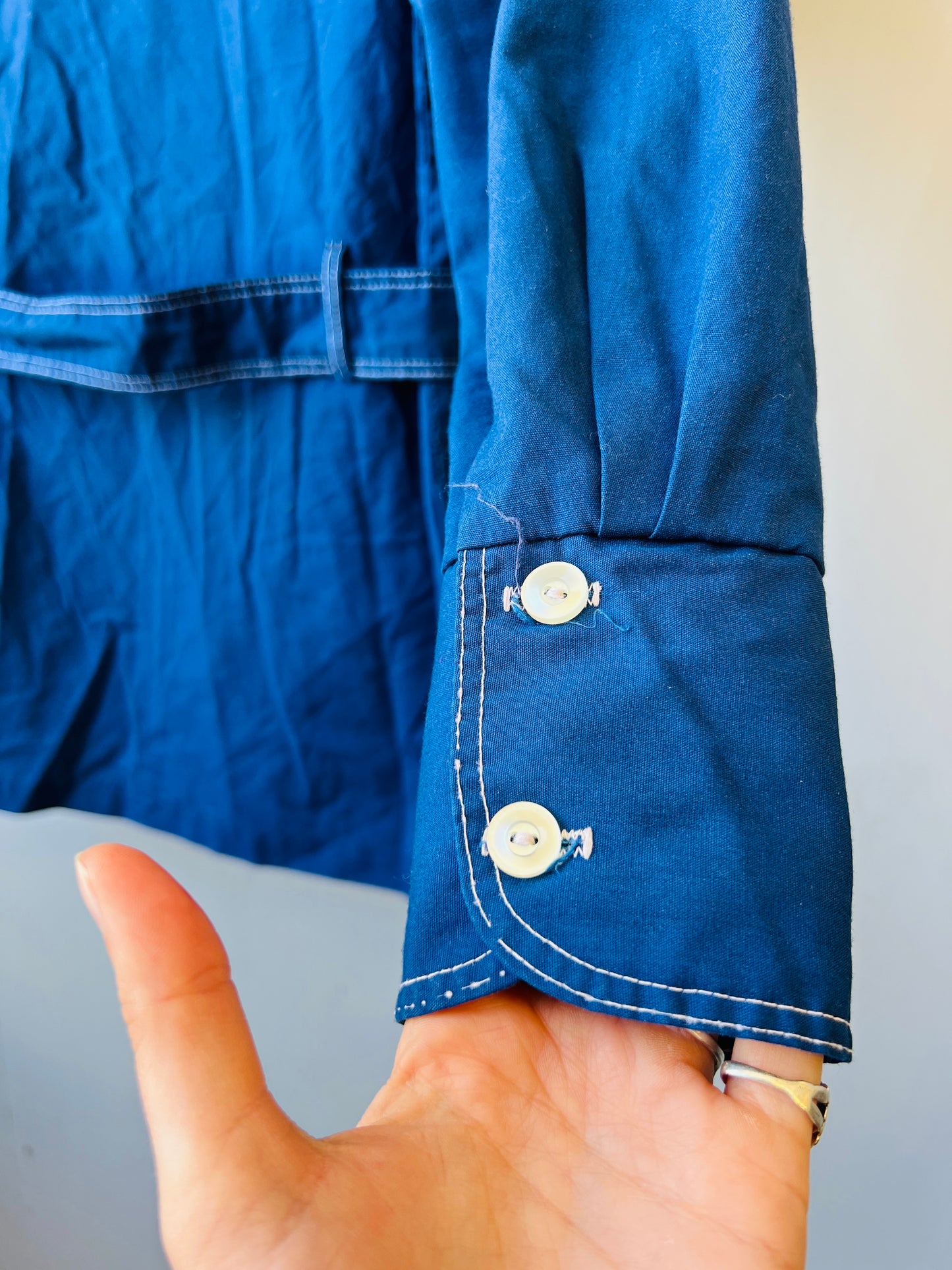 Vintage 1960’s/70’s Navy Blue Collared Button Down Shirt