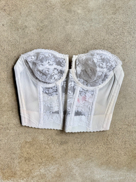 Vintage 1980s Backless by Young Smoothie White Lace Bustier | 34B