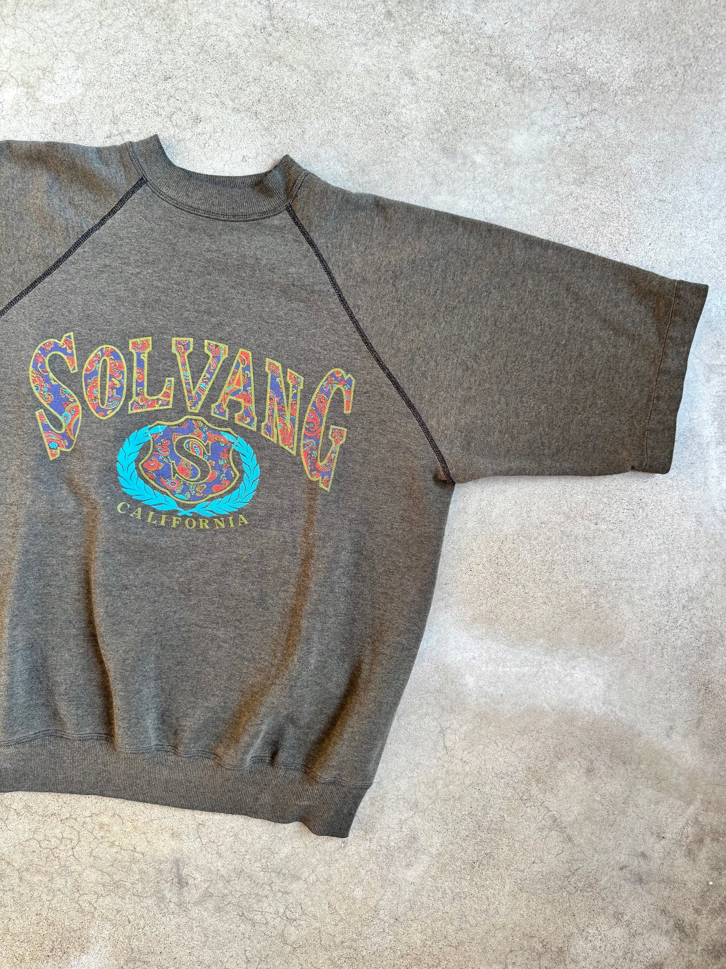 Vintage 1990s Solvang California Short Sleeve Raglan Sweatshirt | XL