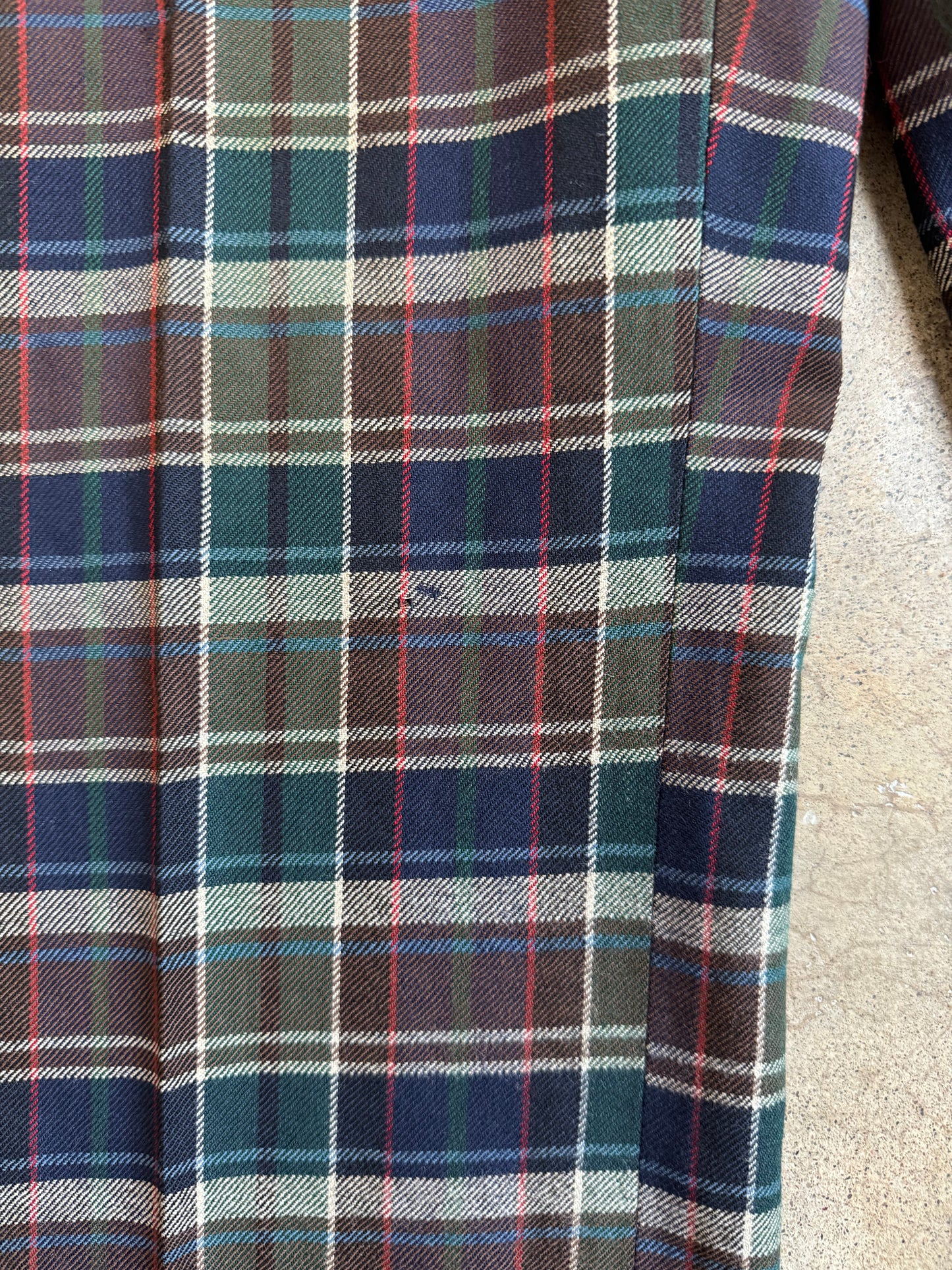 Vintage 1970s John Horan Dark Plaid Wool Trousers | Waist 34”