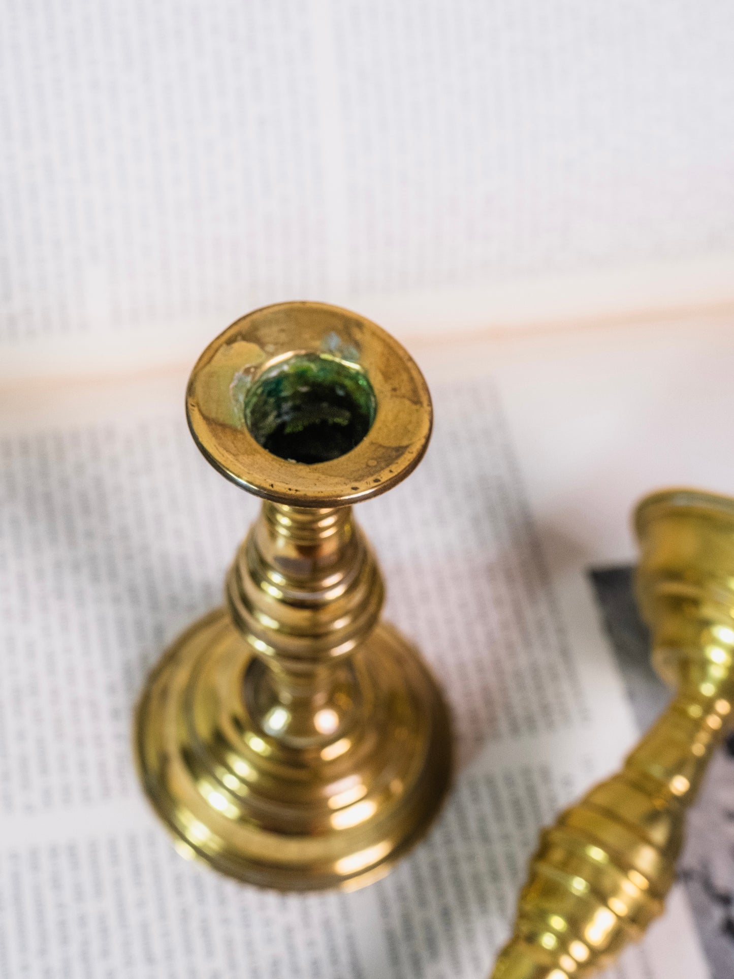 Antique Brass Sand Filled Beehive Shaped Candlestick Holders | Set of 2