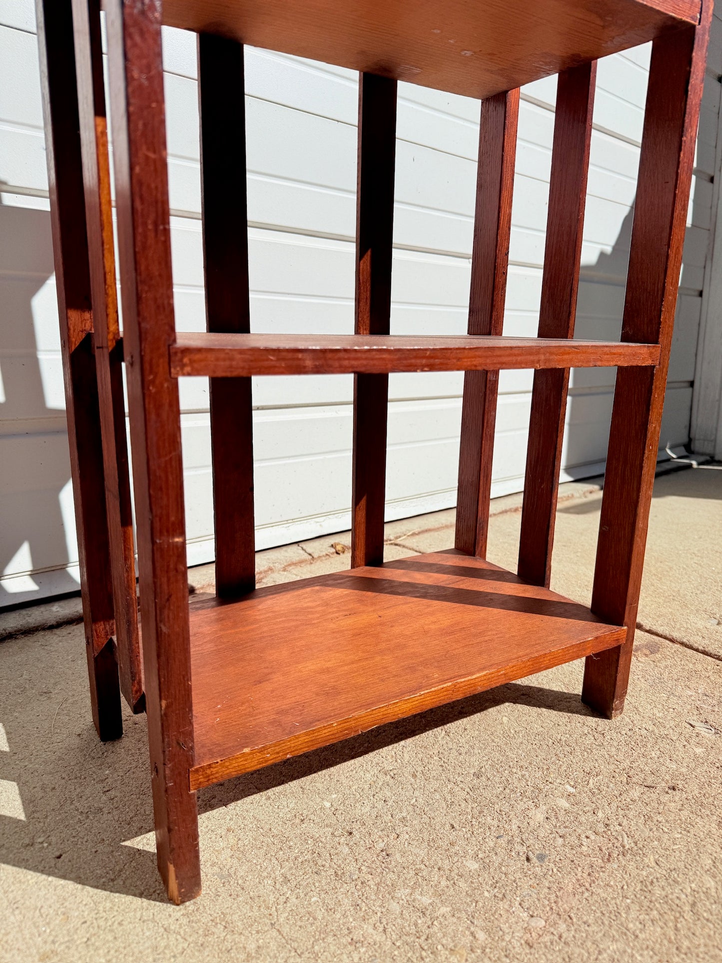 Antique 1920s Mission Style Arts & Crafts Oak 3-Tier Shelf
