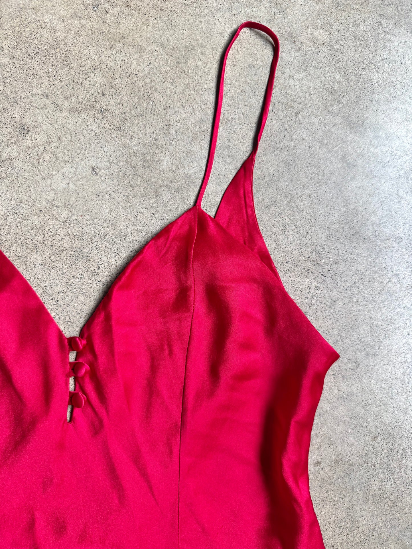 Vintage Victoria’s Secret Gold Label 100% Silk Red Drop Waist Mini Slip Dress | Large