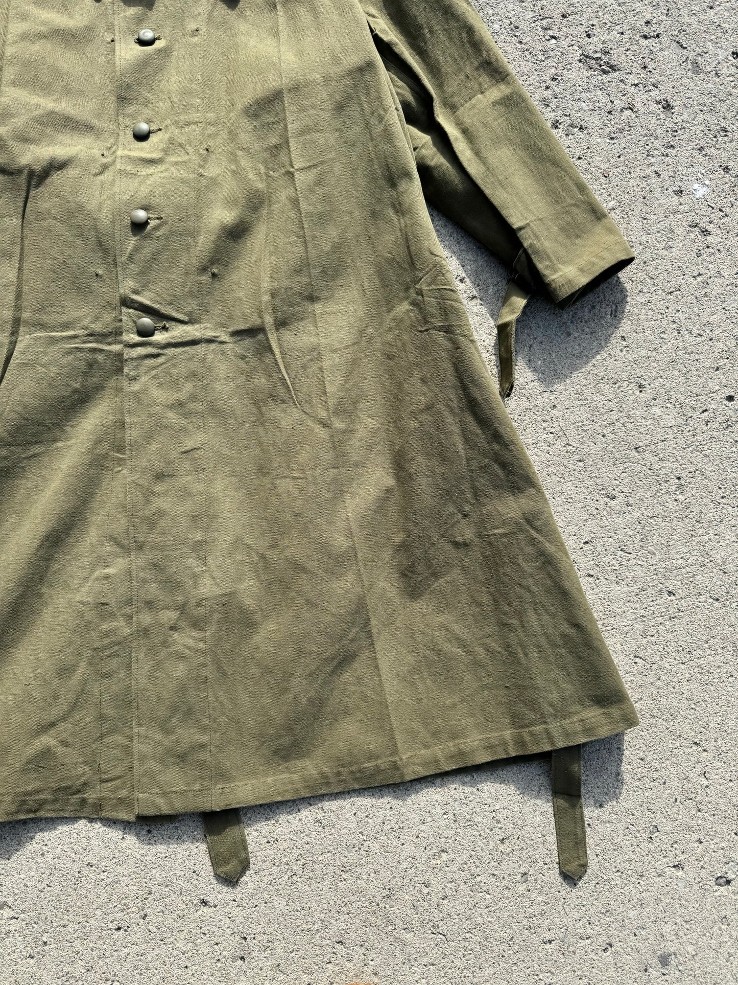 Vintage French Military Canvas Motorcycle Trench Coat | XL