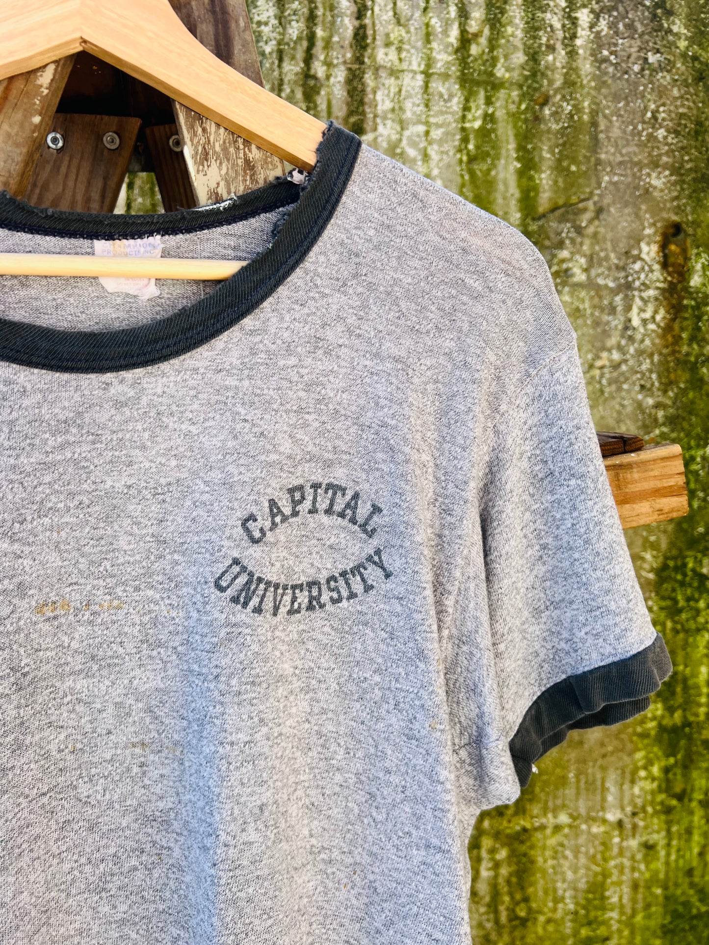 Vintage 1960s/70s Champion Capital University Grey Ringer Tee