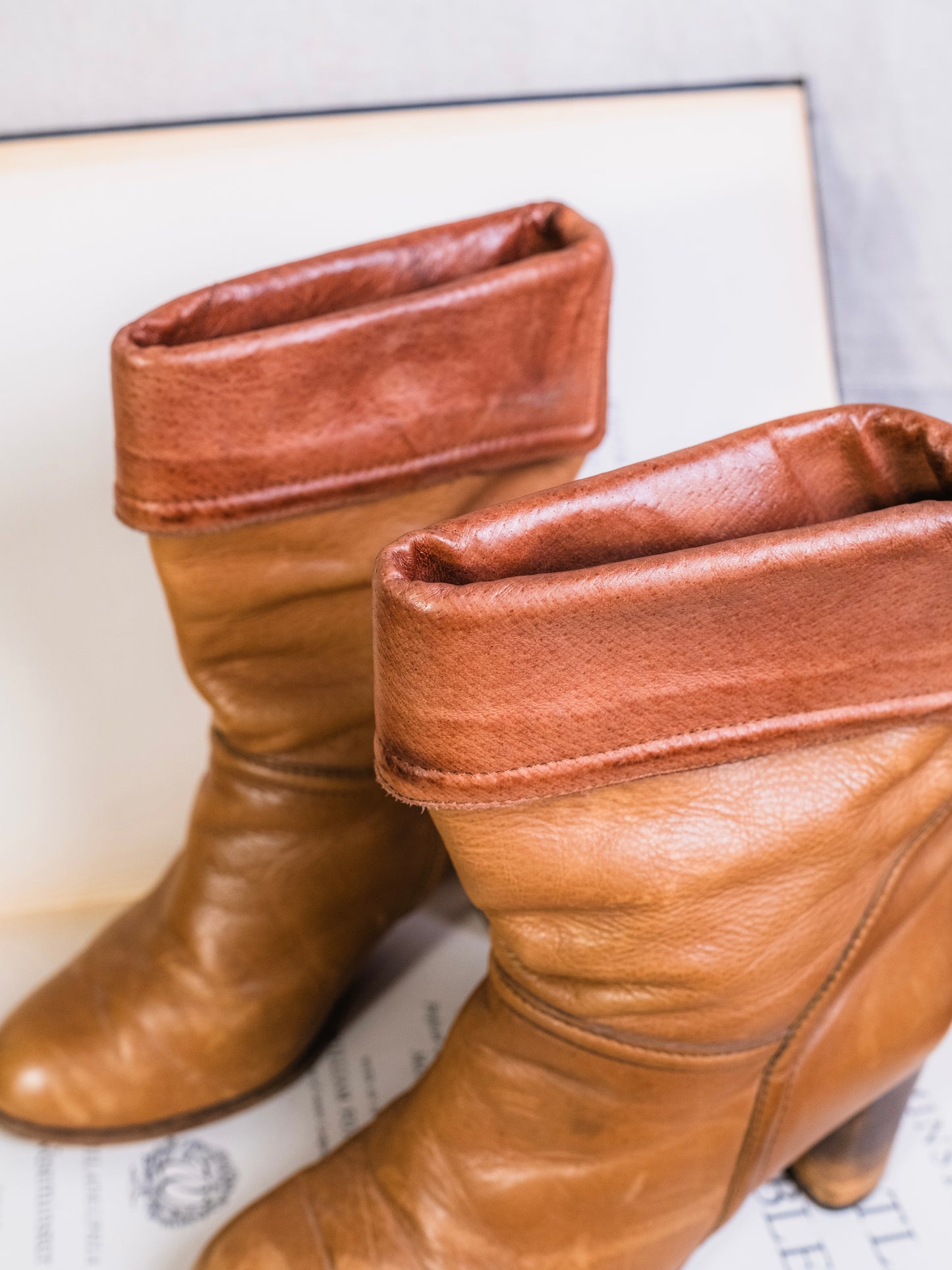 Vintage 1990s Comptoir Des Cotonniers Brown Leather Heeled Boots | 38