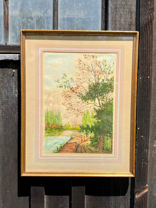 Vintage 1950s Gold Framed Paris Etching Co. Louis Ramet Signed Artwork