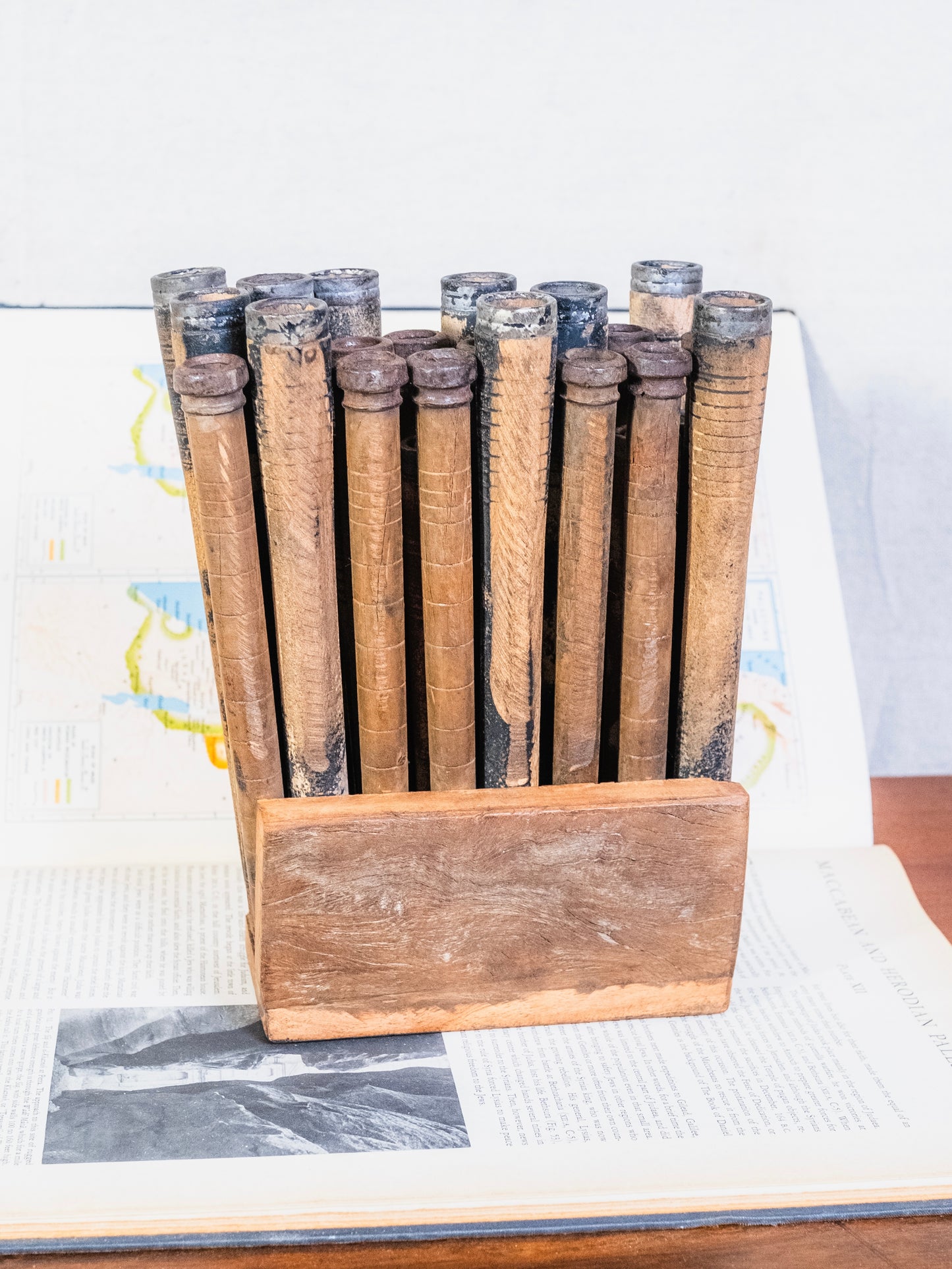 Vintage Reclaimed Wool Spool Bud Vase Art