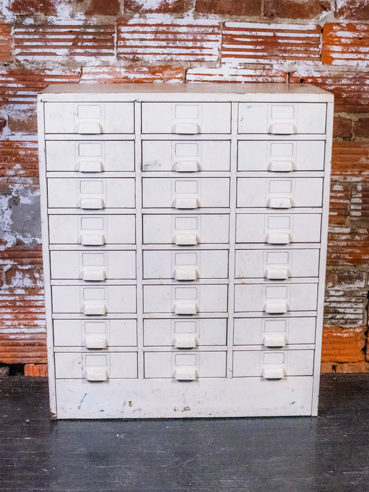 Vintage White Metal Catalog Drawer