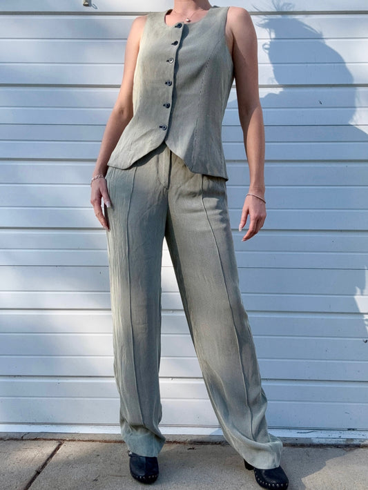 Vintage Giorgio Armani Pinstripe Two-Piece Pant Suit | S/M