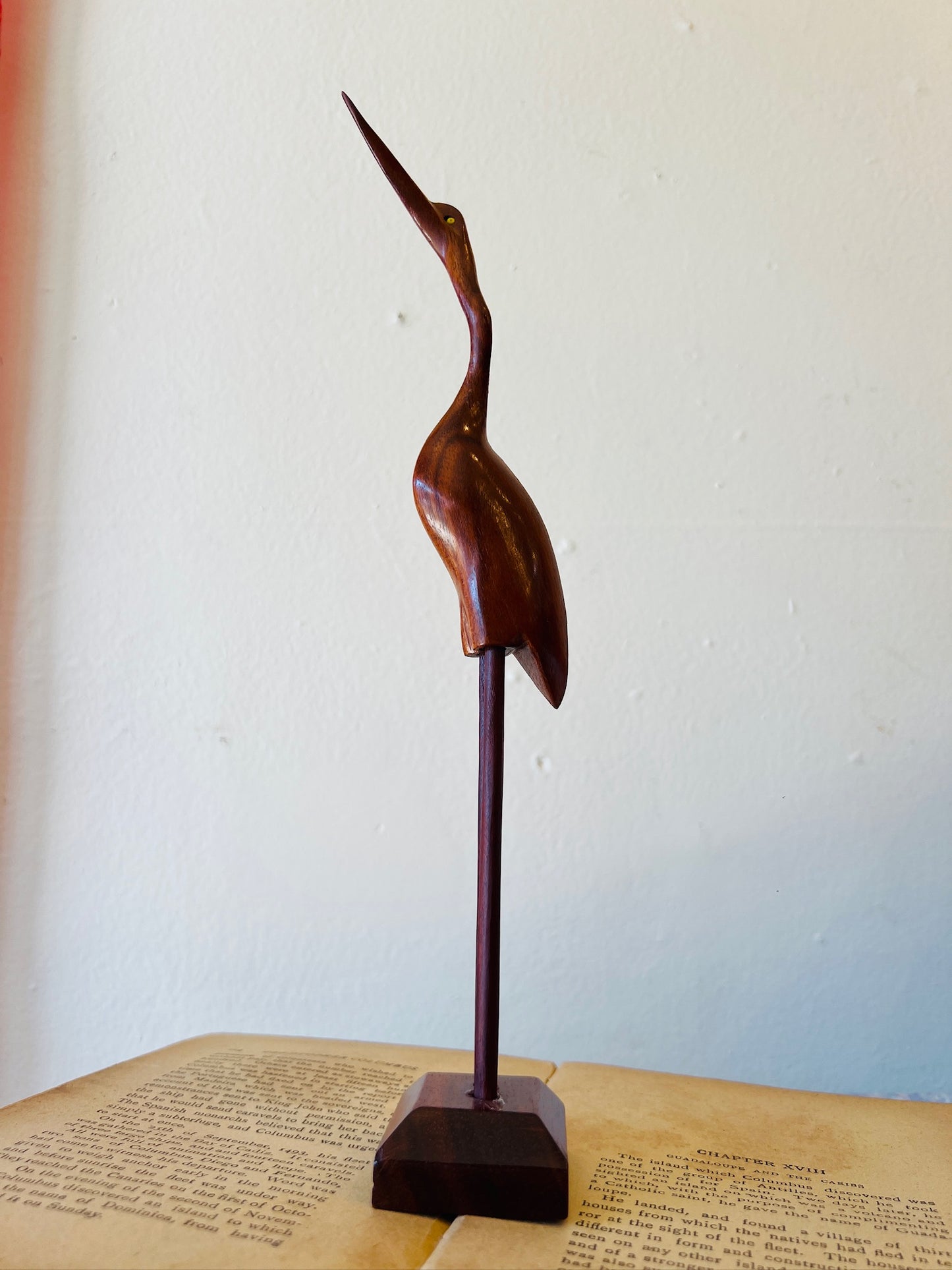 Vintage Wooden Heron Statue