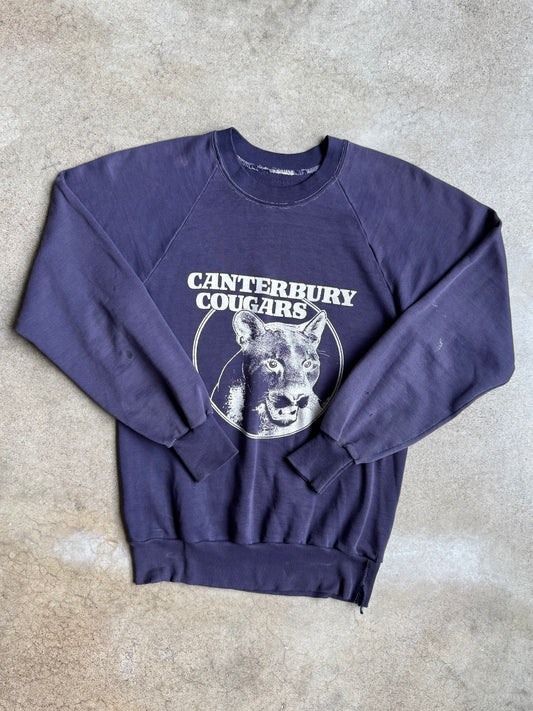 Vintage 1986 Navy Blue Canterbury Cougars Raglan Sweatshirt | XS