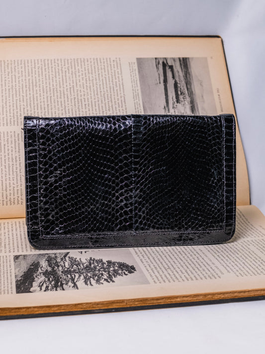 Vintage 1950s Black Snakeskin Clutch
