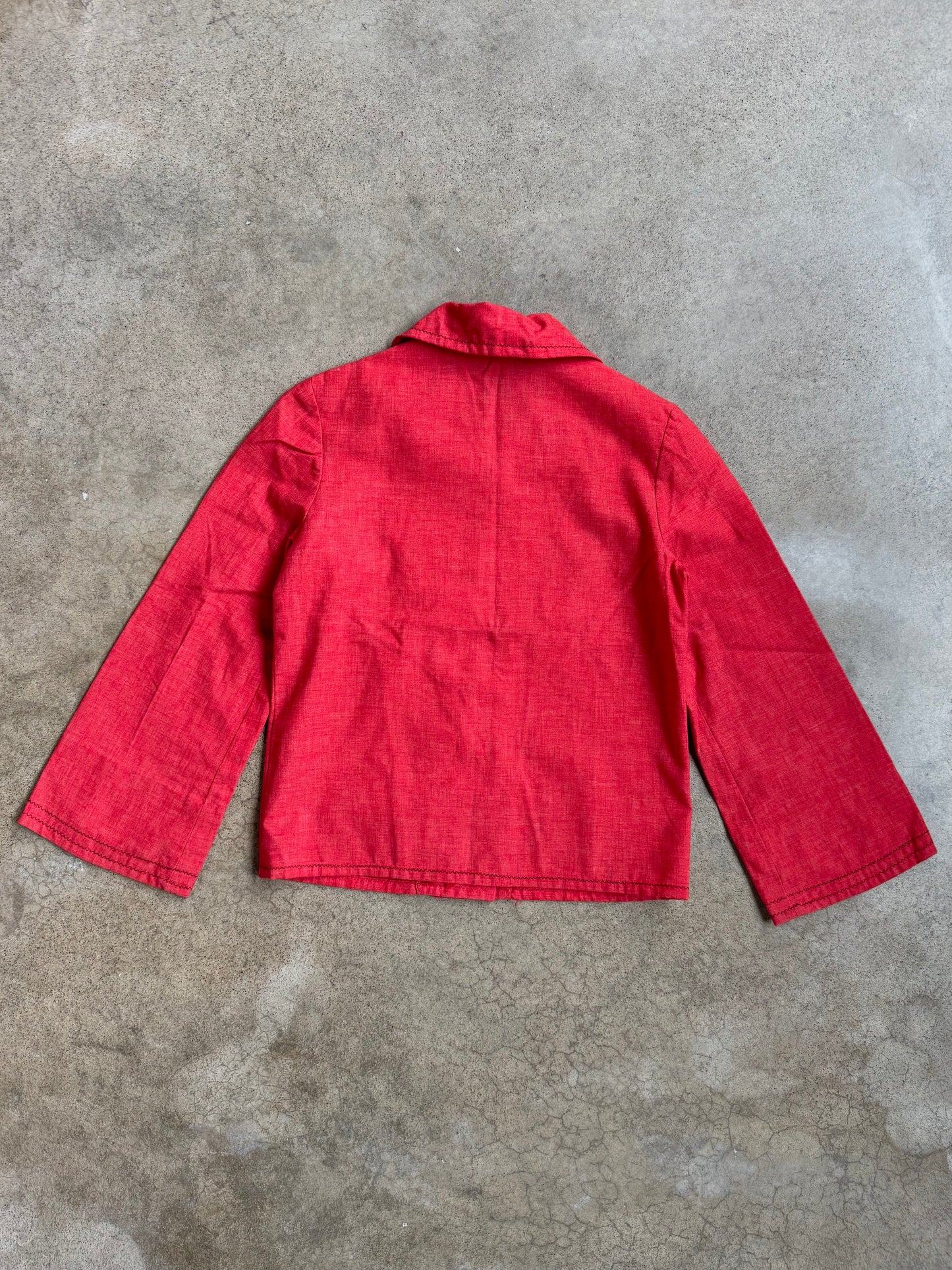 Vintage 1940s Red Western-Style Collared Shirt Jacket | XS