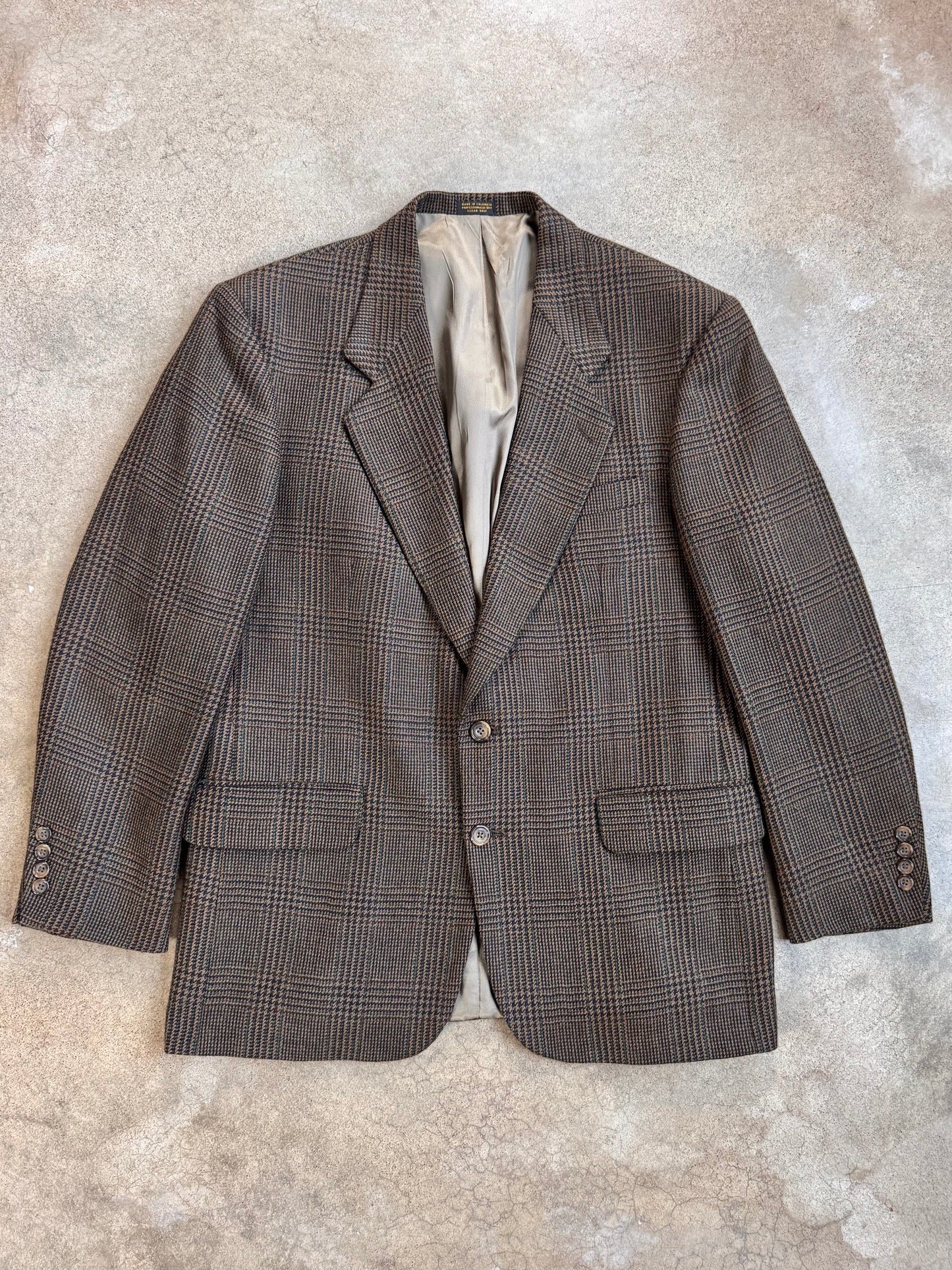 Vintage 1980s Oscar de la Renta Wool Glen Plaid Suit Jacket | 42R