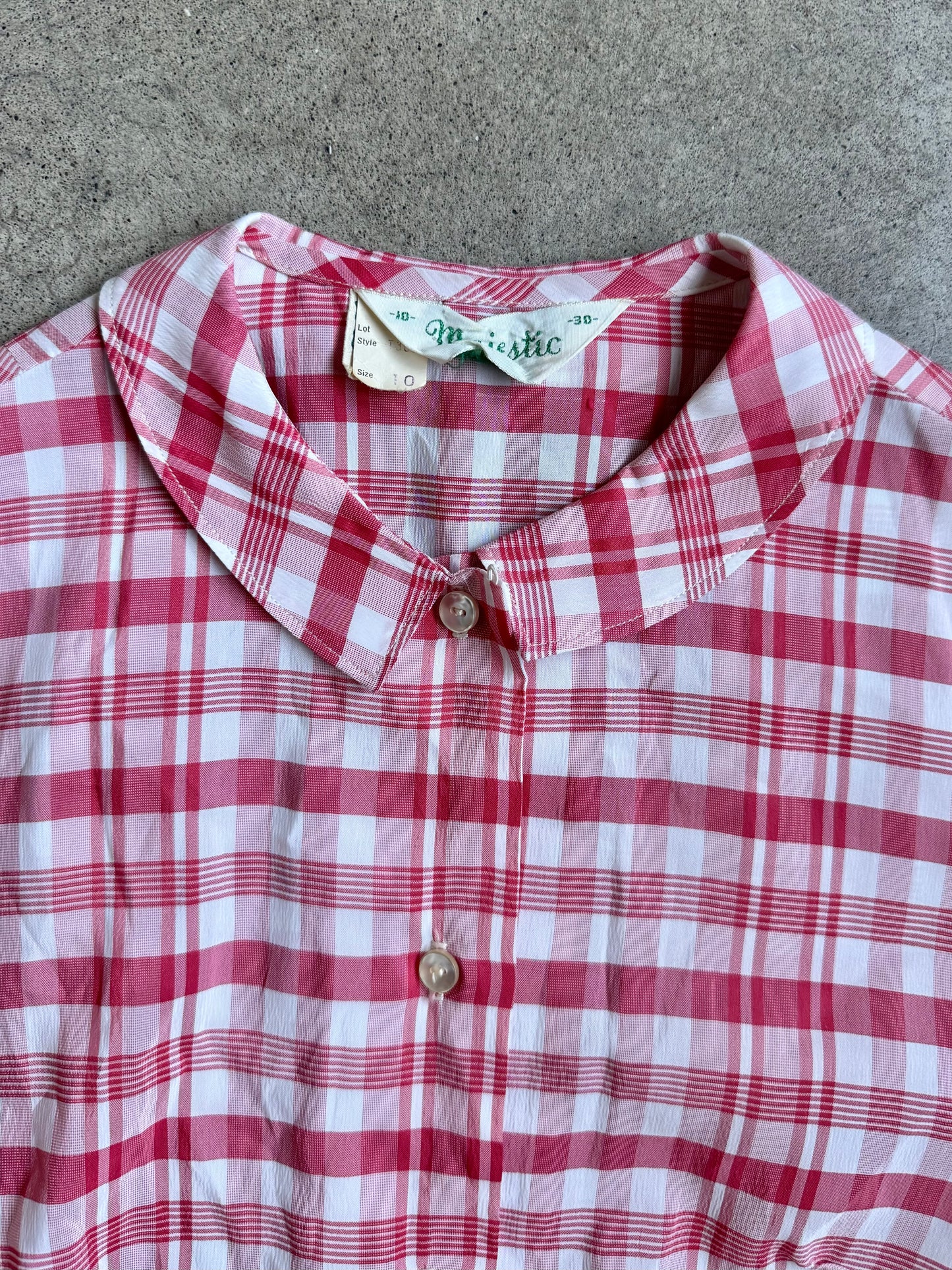 Vintage 1950s Majestic Red & White Plaid Two-Piece Skirt Set | XS