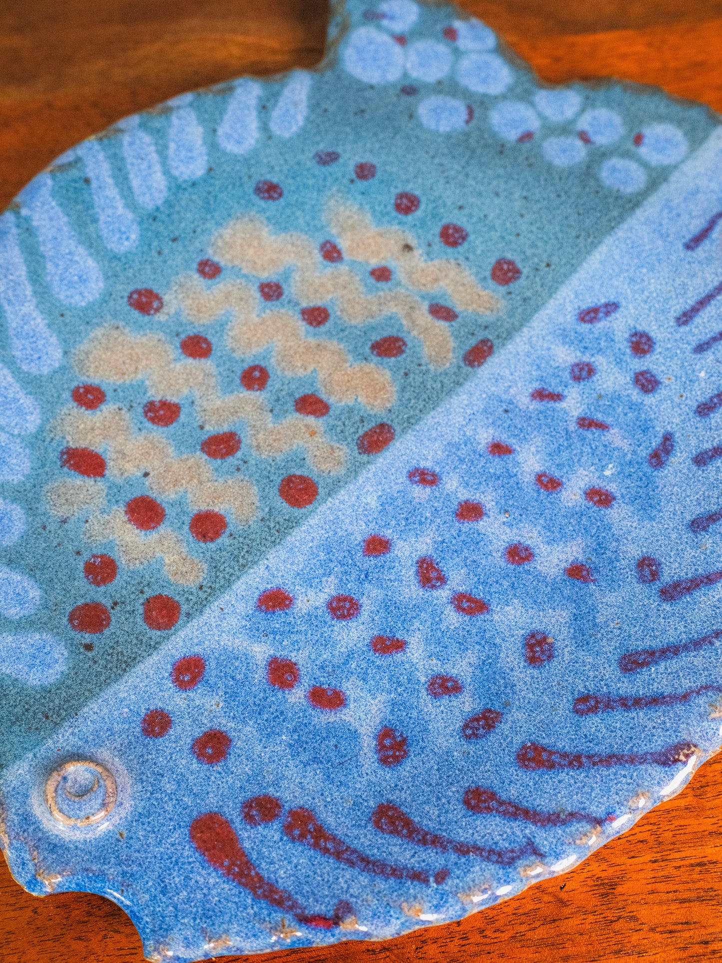 Vintage 1990s Studio Pottery Signed Fish Platter