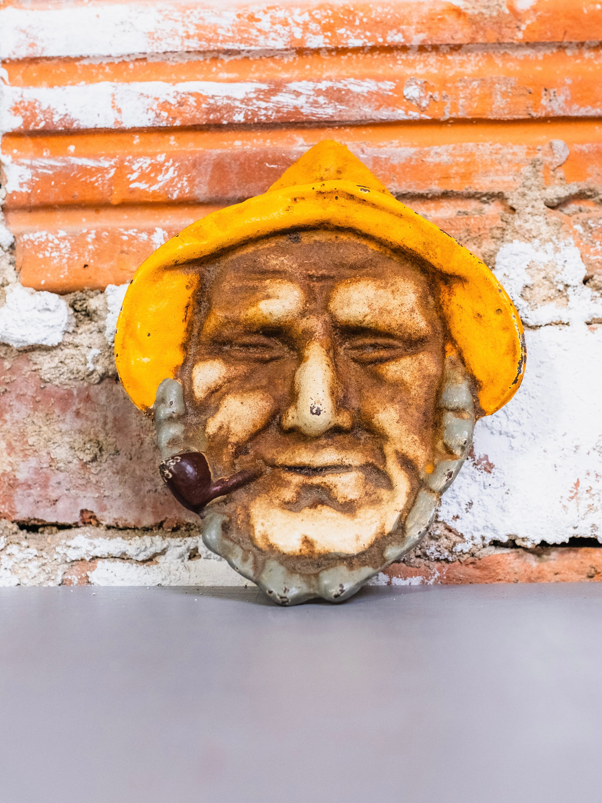 Vintage Cast Iron Painted “Old Salt” Fisherman Trivet Wall Hang