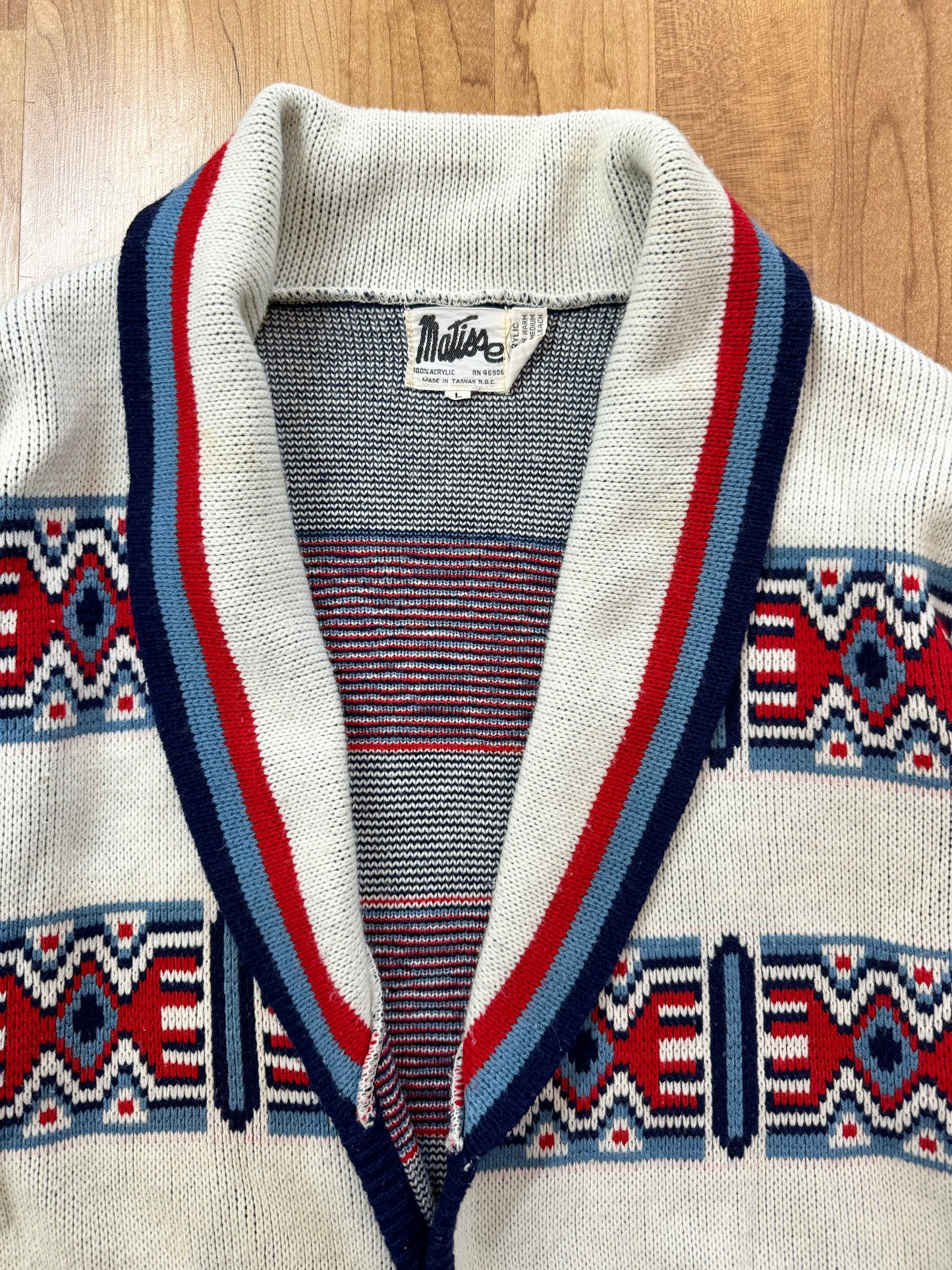 Vintage Matisse Southwestern Acrylic Knit Cardigan | Large