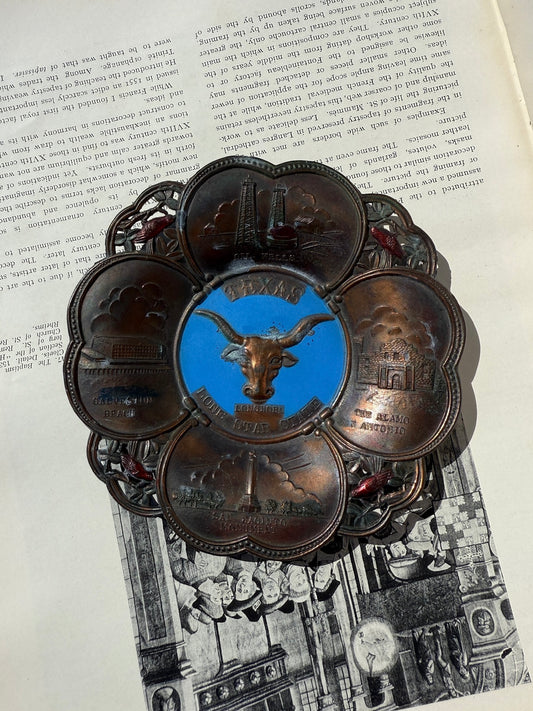 Vintage 1960s Aluminum Texas Souvenir Ashtray