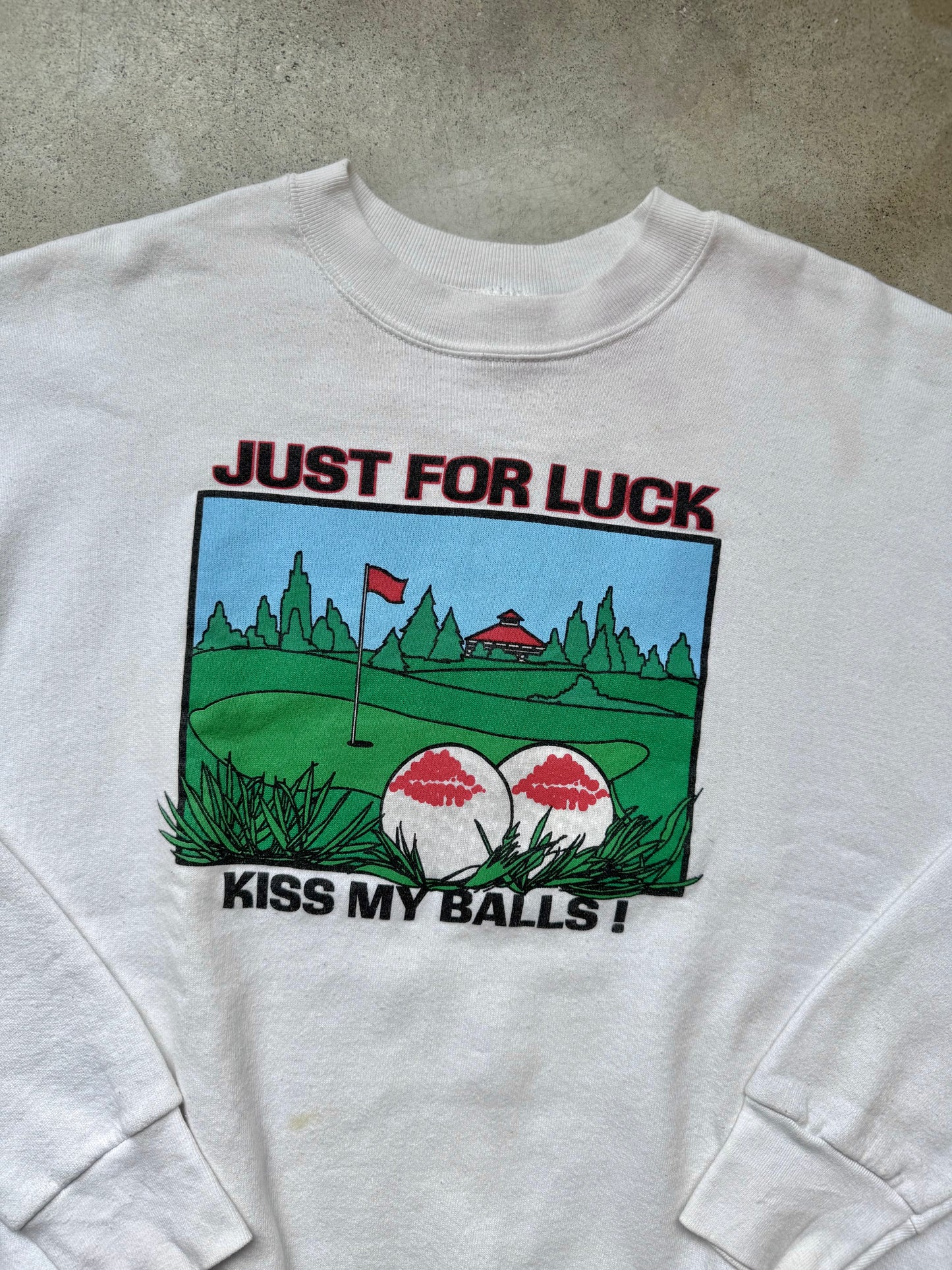 Vintage 1990s "Just for Luck" Golf Graphic Crewneck Sweatshirt | XL