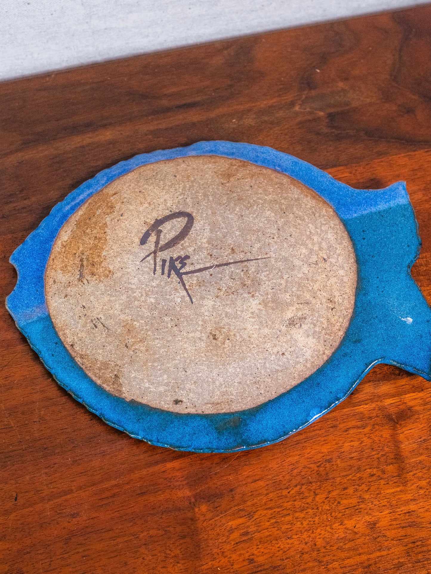 Vintage 1990s Studio Pottery Signed Fish Platter
