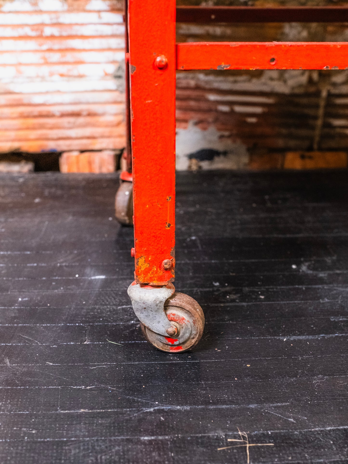 Vintage Metal Industrial Red Painted Coffee Table
