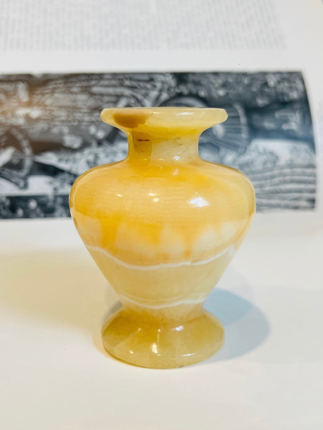 Egyptian Alabaster & Onyx Carved Bud Vase