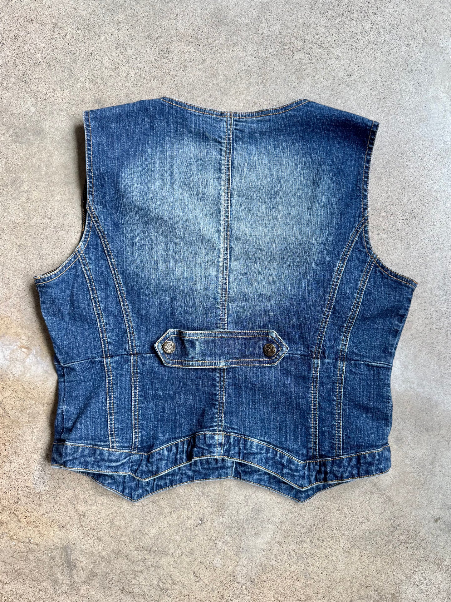 2000s Mixit Medium Wash Denim Corset Vest | Large