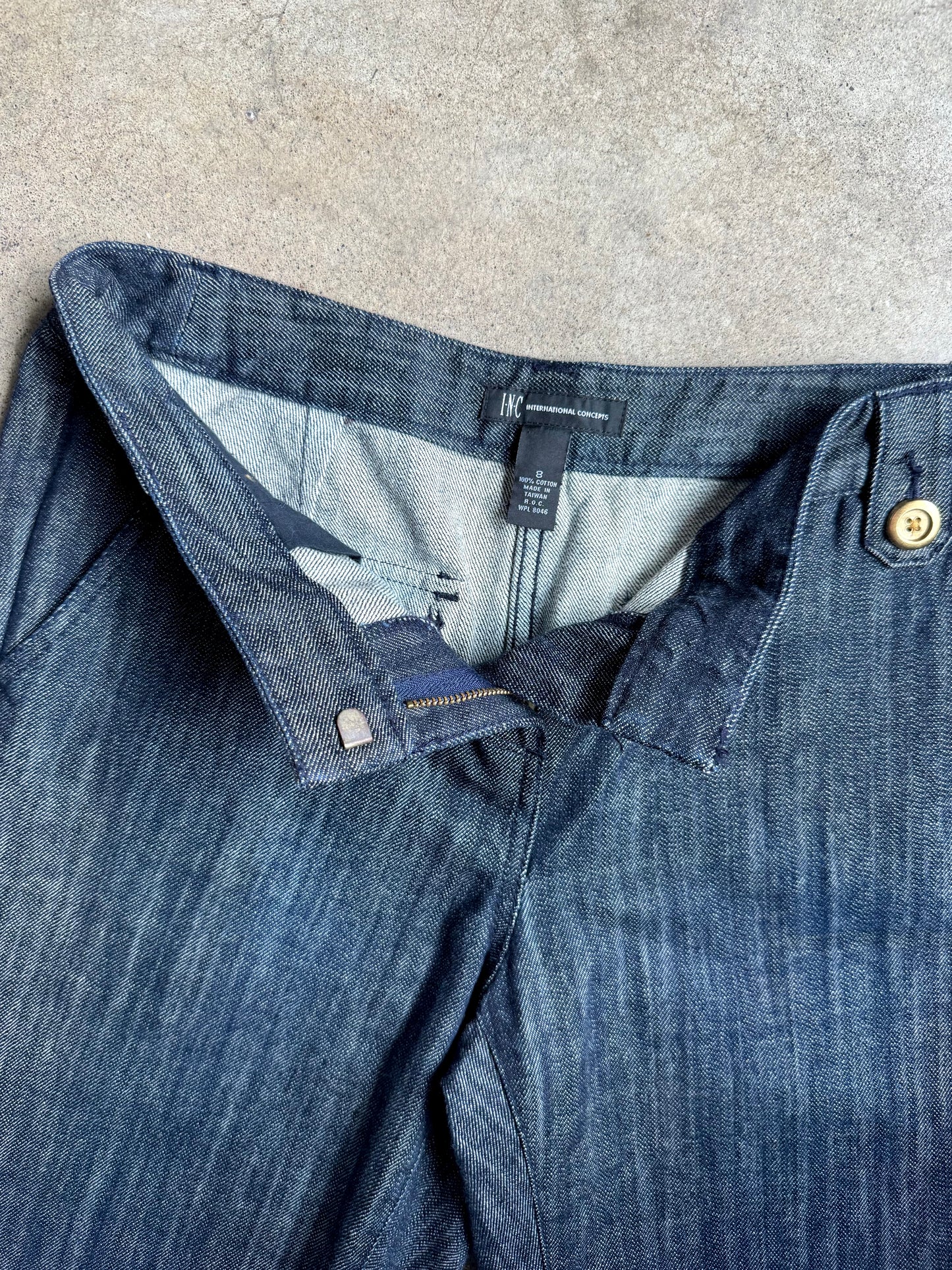 2000s I.N.C. Dark Wash Low-Rise Flared Jeans | Medium