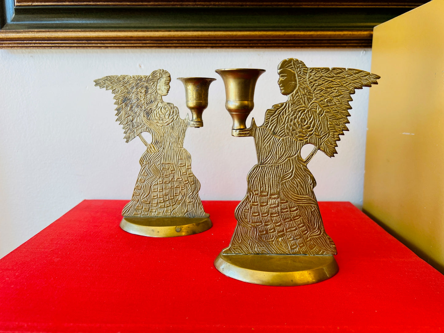 Vintage Brass Angel Candle Holders | Set of 2