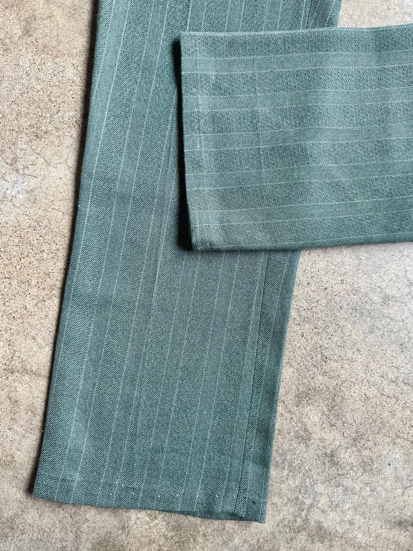 Vintage 1970s Levi’s Sta-Prest Slacks Green Pinstripe Trousers | Waist 34”