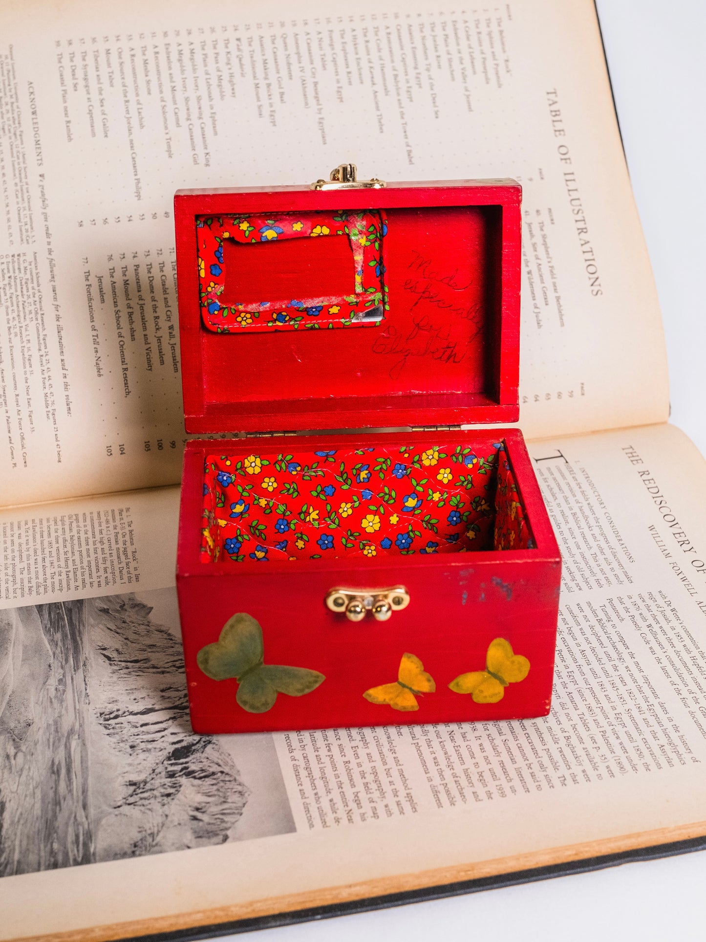 Vintage 1960s Handmade Butterfly Pattern Top Handle Wooden Purse