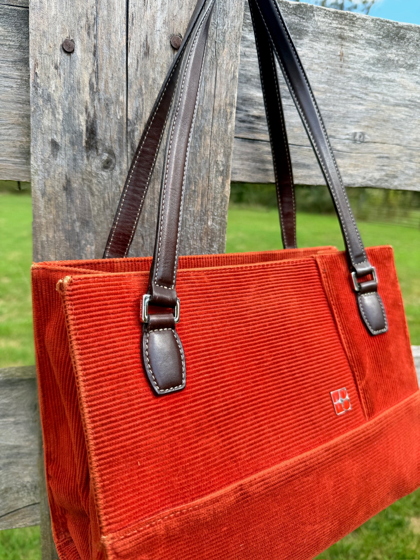 Vintage 1990s Kate Spade Burnt Orange Corduroy Handbag