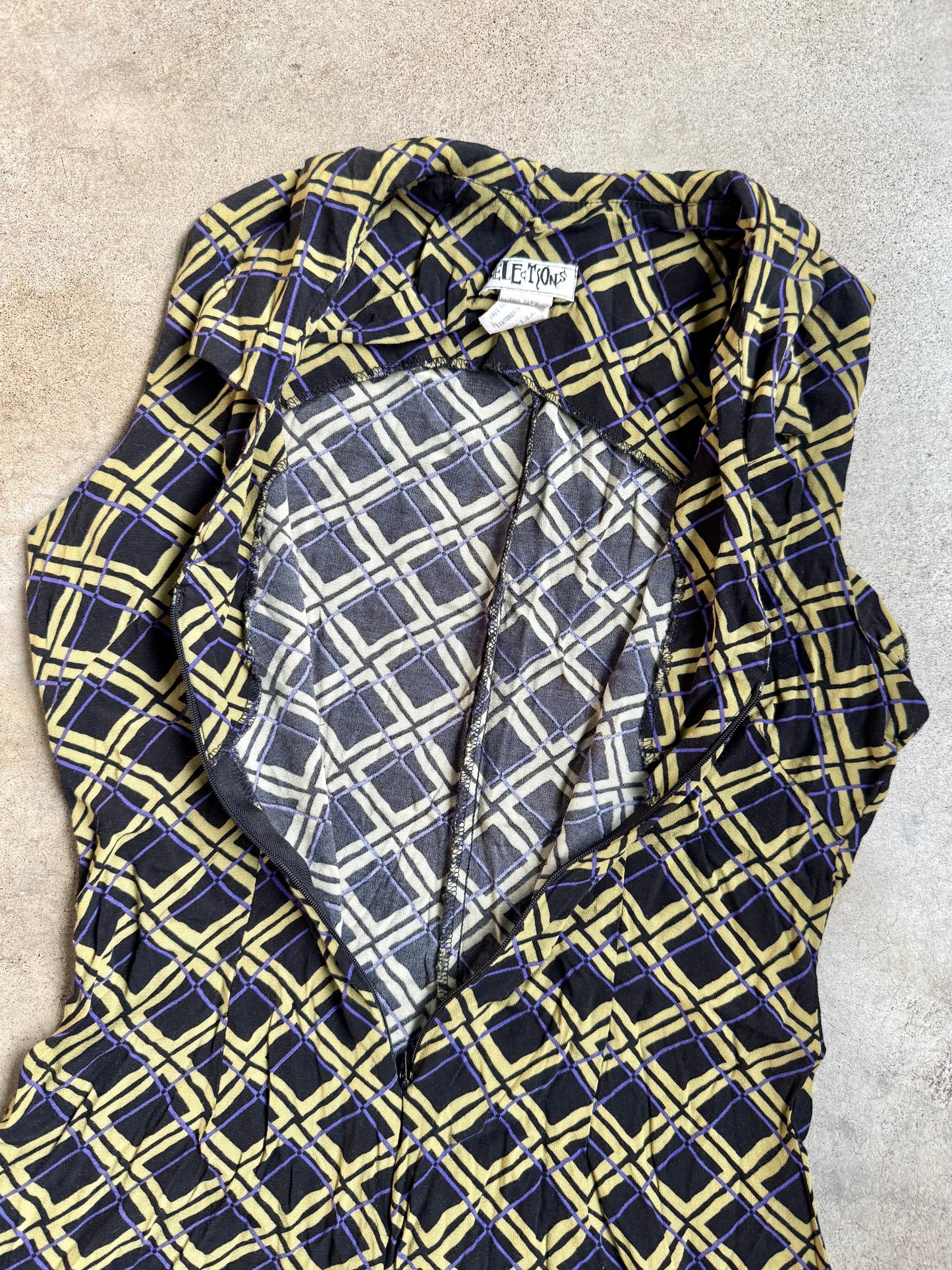 Vintage Selections Geometric Print Sleeveless Zip-Front Romper | S/M