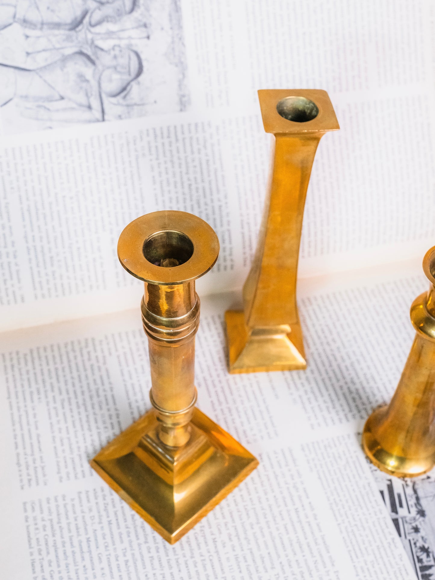 Vintage 1950s Solid Brass Candlestick Holders | Set of 3