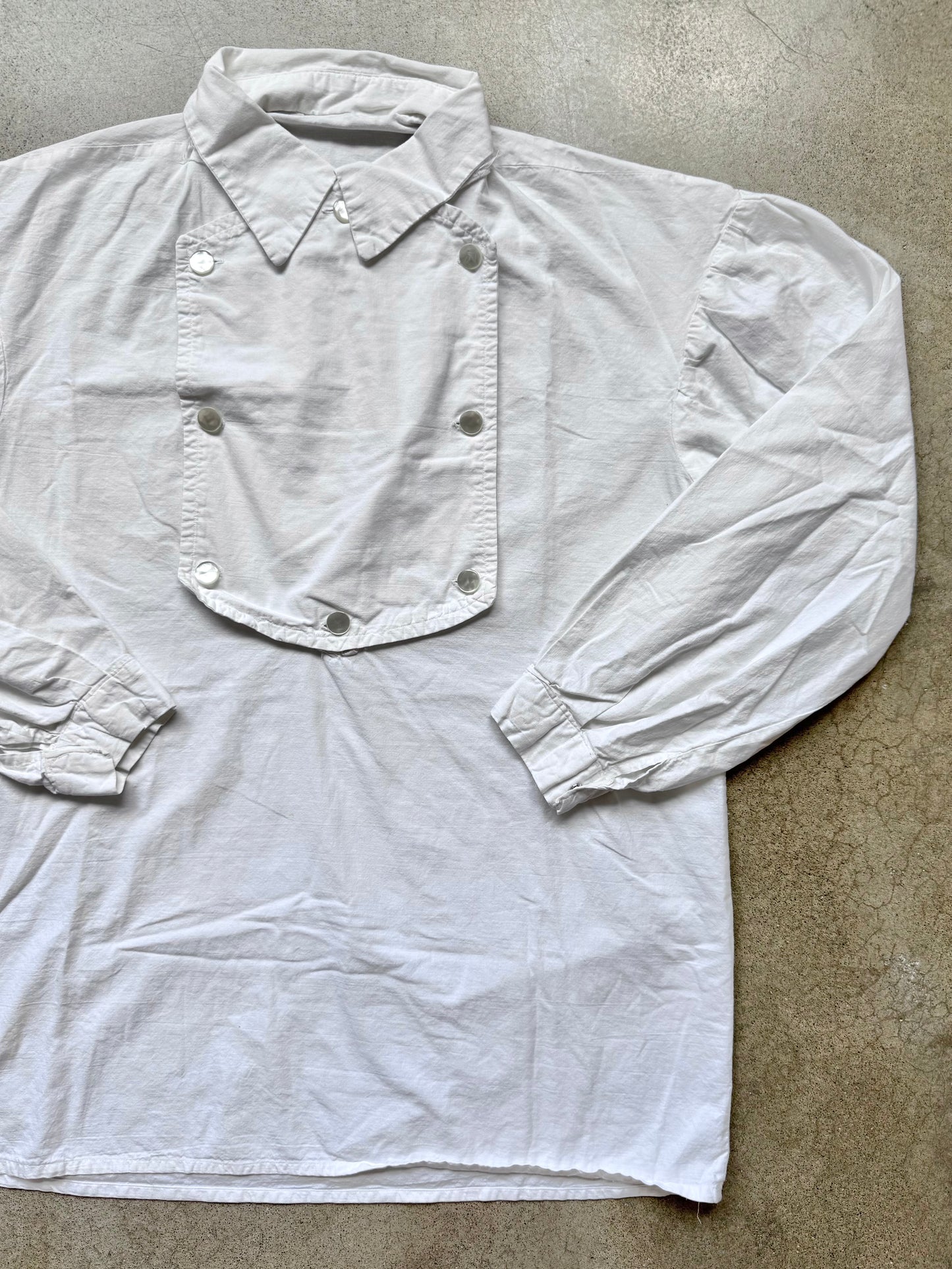 Vintage Handmade White Old West Cavalry Bib Shirt | L/XL