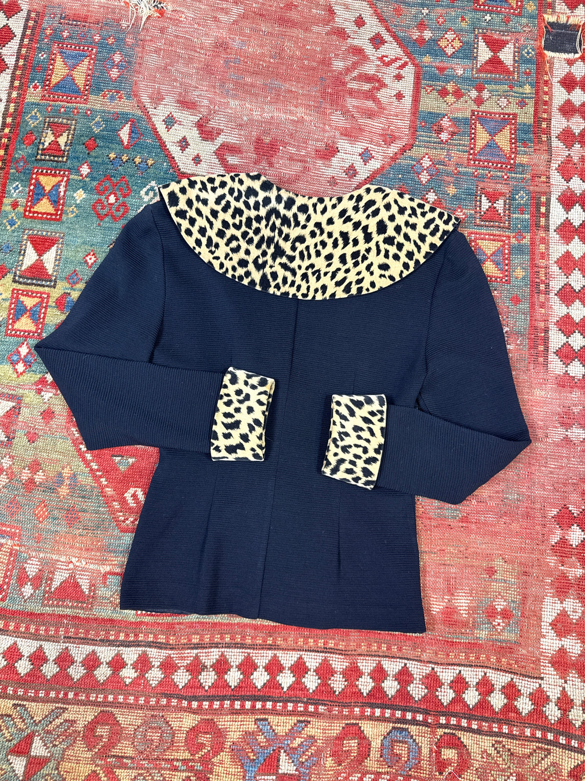 Vintage 1990's D.J Summers Black & Cheetah Print Blazer