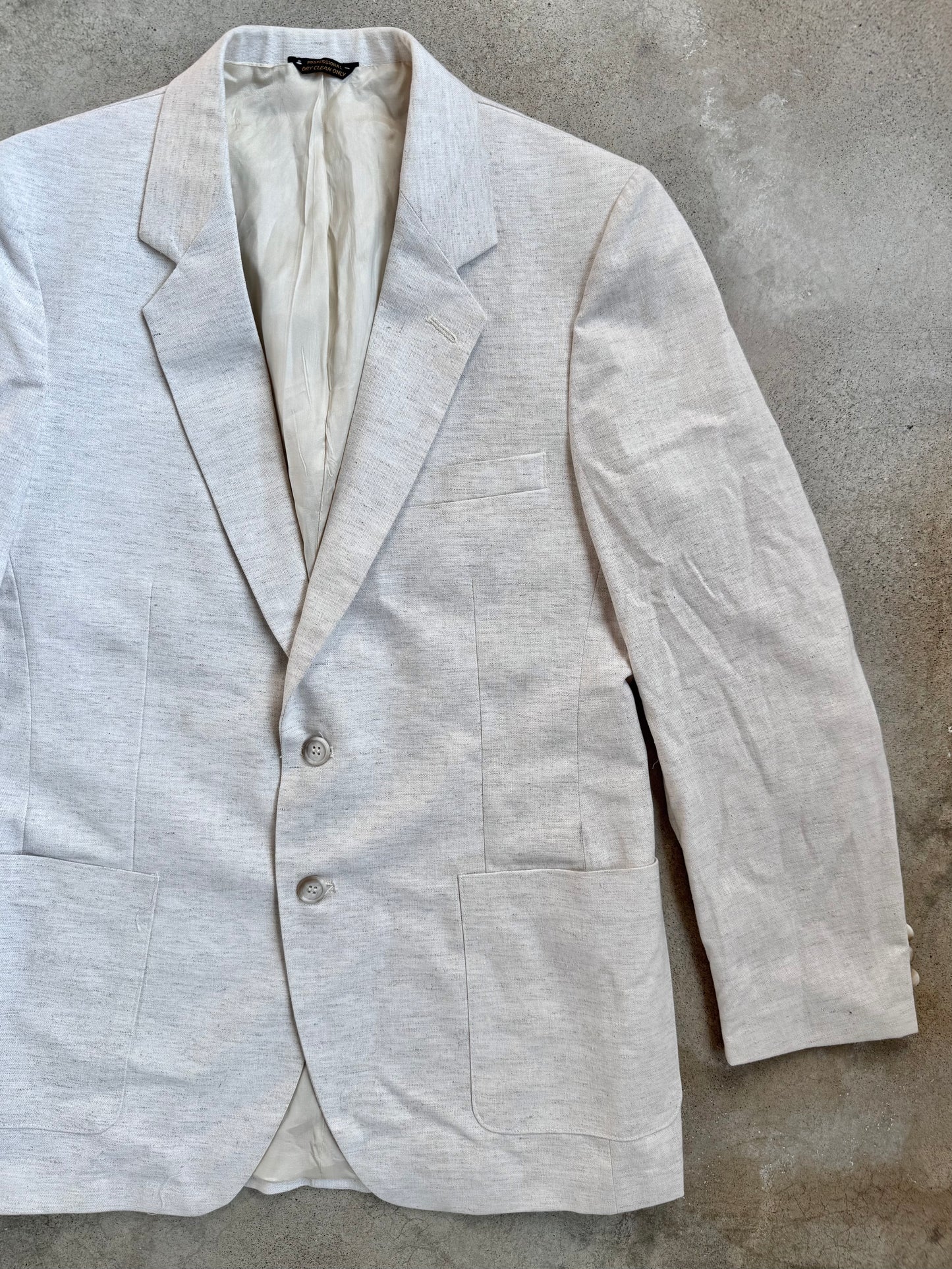 Vintage 1970s Levi's Trimcut Cream Linen Suit Jacket | 40R