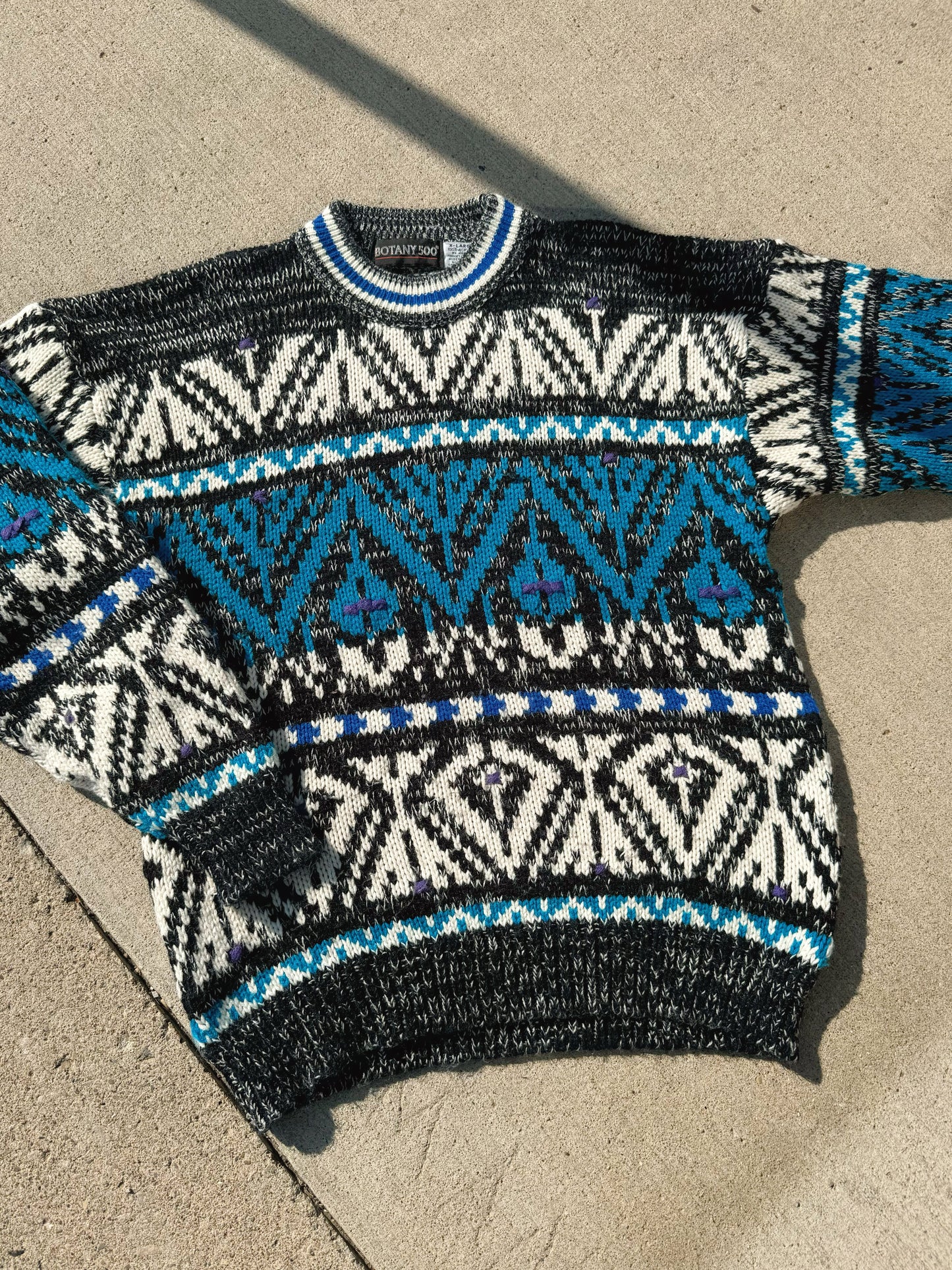 Vintage 1980s/90s Botany 500 Patterned Crewneck Ski Sweater