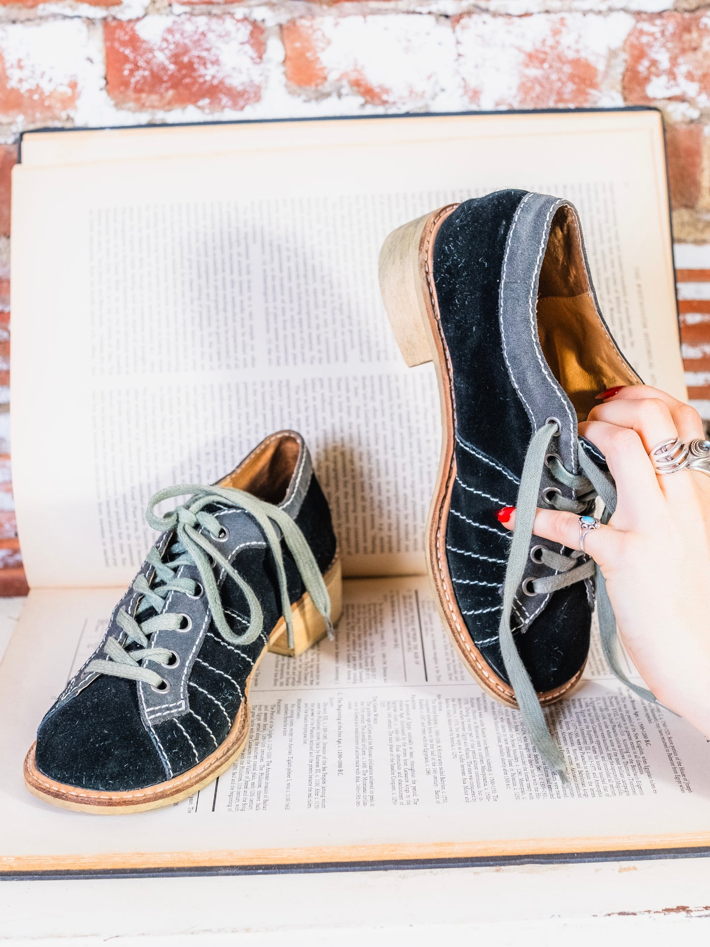Jeffrey Campbell “League” Bowling-Style Wooden Heel Lace-Up Shoes | Women’s 7