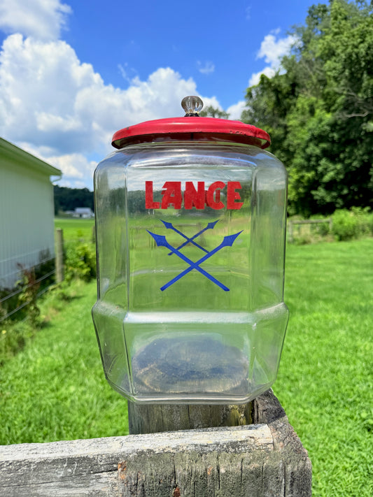 Vintage 1950s Lance Crackers General Store Display Glass Jar