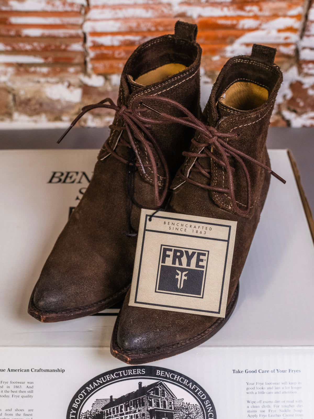 Frye Sacha Chukka Brown Suede Heeled Ankle Boots | Women’s 7