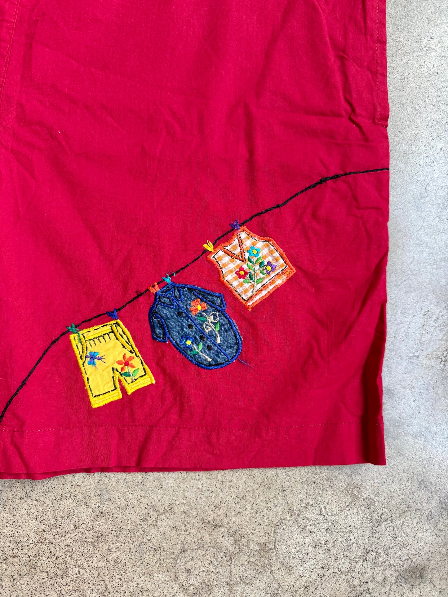 Vintage 1980s New Directions Red Embroidered Two-Piece Summer Set | Medium