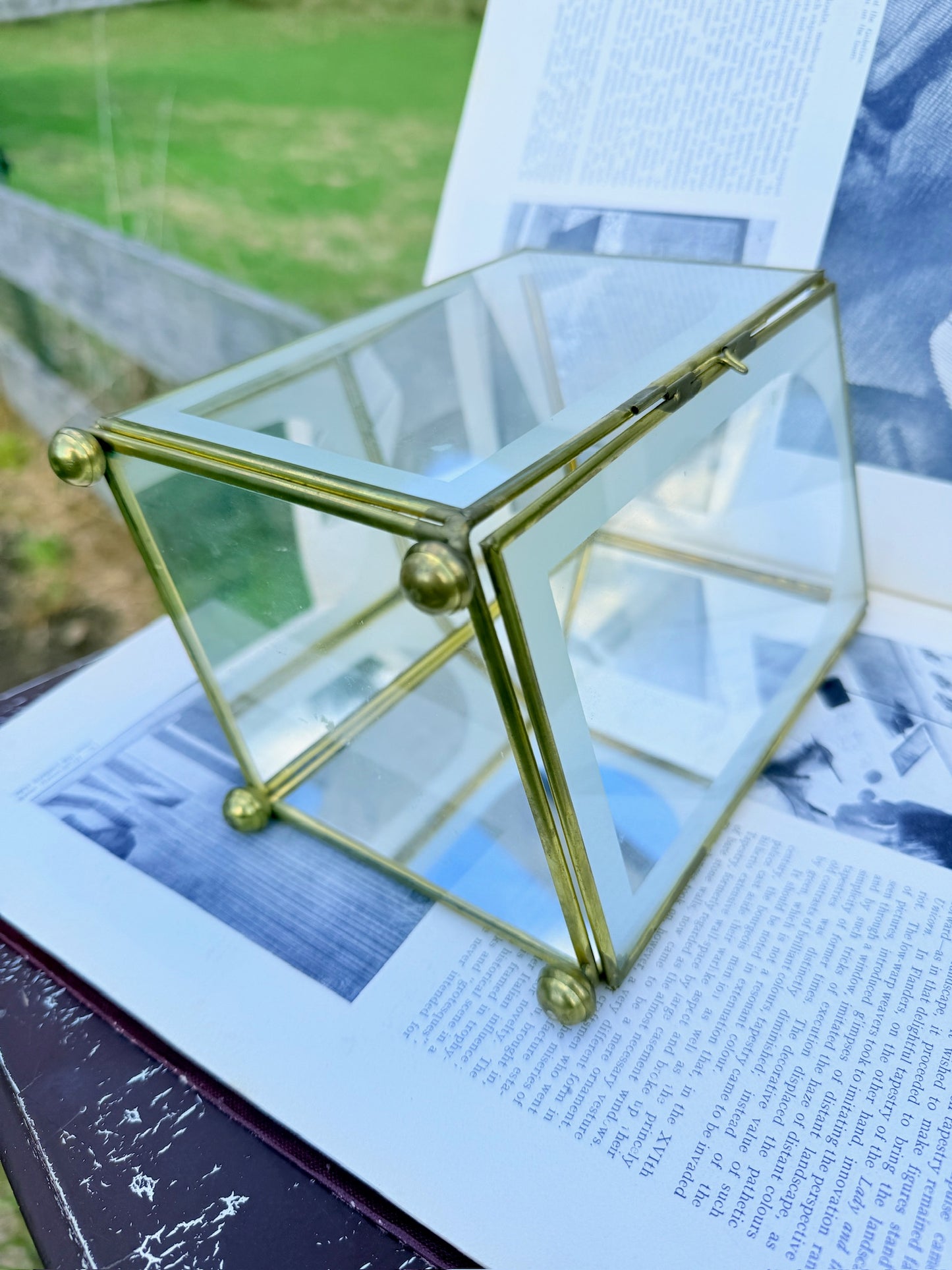Vintage 1980s Brass & Glass Mirrored Shadowbox Display