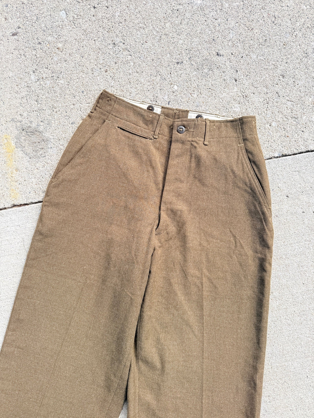 Vintage 1940's WW2 Green Wool High Waist Trousers