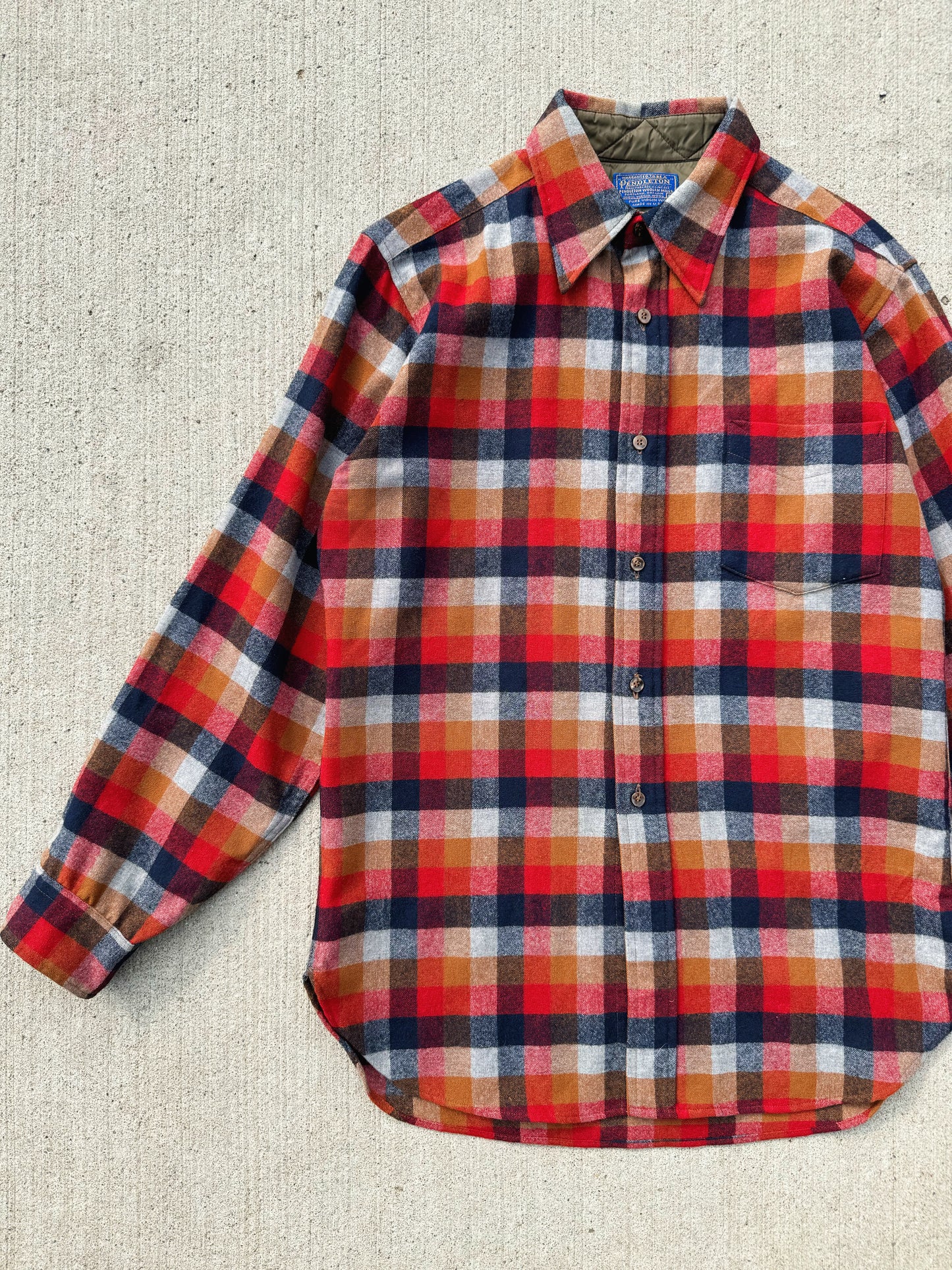 Vintage 1980s Pendleton Plaid Wool Flannel Shirt | Medium